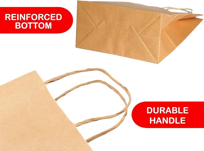 Solid Print Holiday Gift Twisted Handles Kraft Paper Bags in Bulk, Multipurpose use, Suitable for Every Occasion, 13 X 7 X 17, Brown - Image 4