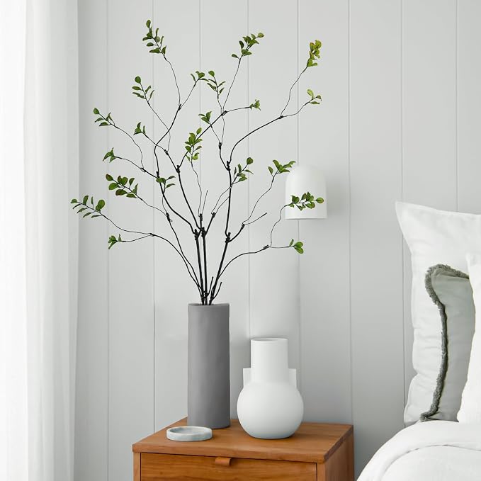 Krissing 3 Pcs Faux Greenery Stems, 37" Tall Fake Ficus Twig Stems Plants Artificial Greenery Stems Branches for Vase Indoor Office Desk Home Spring Table Decor - Image 2