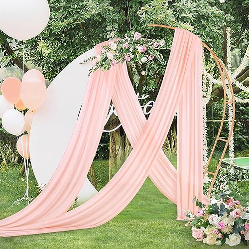 Light Peach Arch Drapes Fabric 6 Panels Chiffon Fabric Photography 6 Yards Sheer Drapes for Wedding Backdrop Ceremony Stage Reception Decoration by MokoHouse