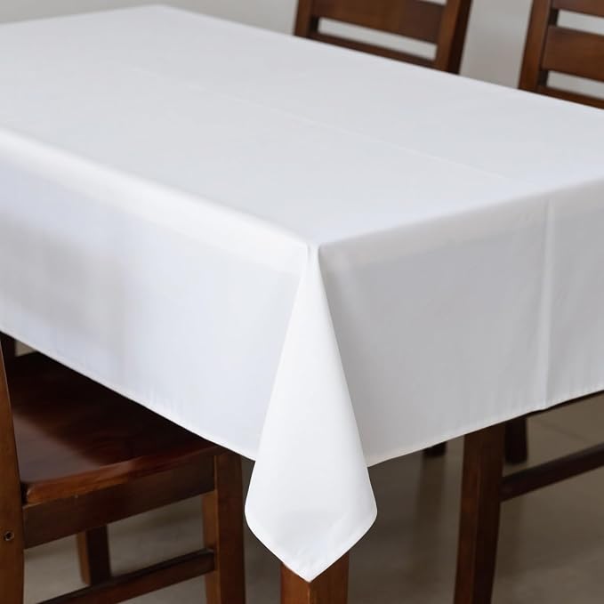 MRJ Polyester Tablecloth 60 X 84 Inch White Rectangle Table Cloth Washable Fabric Table Cover for Restaurant Hotel Wedding by MRJ-EmbracetheRemarkable