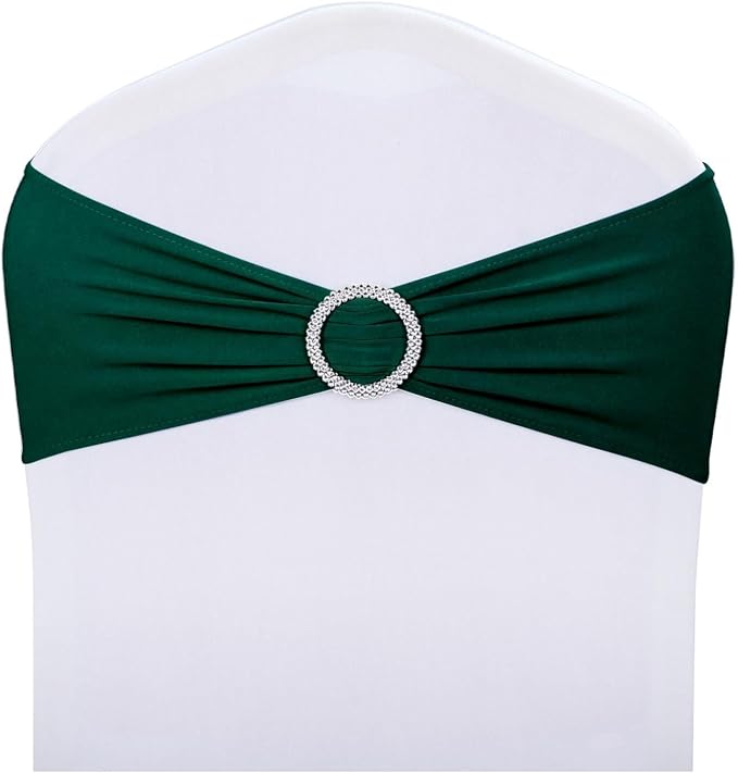 LEBENGURU Hunter Green Stretch Chair Sashes 30pcs with Buckle Slider by LEBENGURU