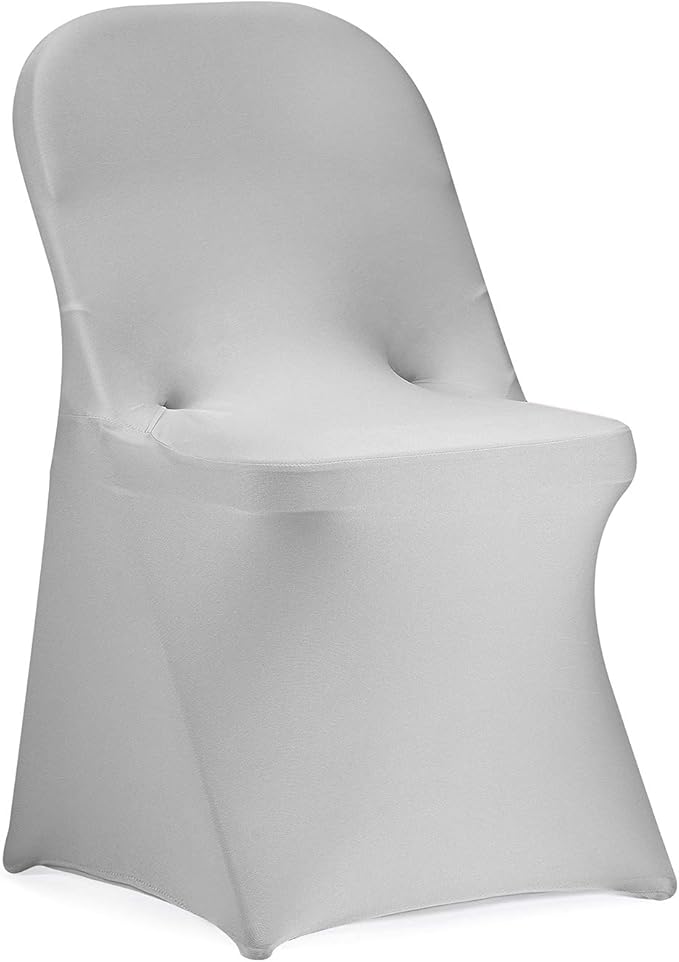 Peomeise Stretch Spandex Folding Chair Cover for Wedding Party Dining Banquet Event (Silver,6pcs) by Peomeise