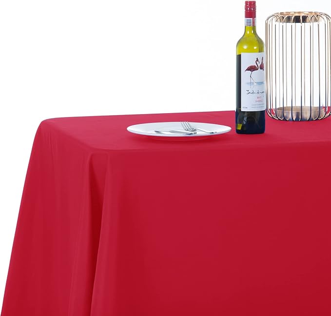 Ascoza 2pack 90x132 Inch Red Rectangular Tablecloth 8 Feet Table Cloth in Polyester Fabric for Wedding/Banquet/Restaurant/Parties - Image 6