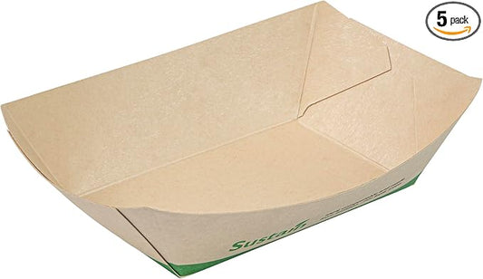 Restaurantware Paper Boats 50 Pack of 1/2 lb Greaseproof Disposable Bamboo Food Boats Sustainable Serving Trays Leak-Resistant Kraft Paper Brown For Appetizer And Portion Serving by Restaurantware