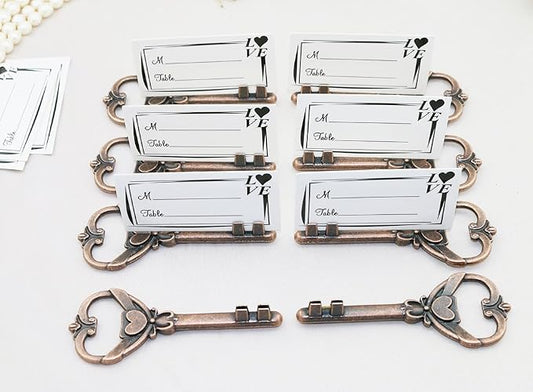 40pcs Multi Function Antique Skeleton Key Heart Shaped Bottle Opener Place Card Holder Wedding Favor Rustic Decoration by wadbeev