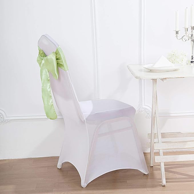 Balsa Circle 10 Apple Green Satin Elegant Chair Cover Bows Sashes Wedding Banquet Decorations Party Supplies Engagement Events Reception - Image 3