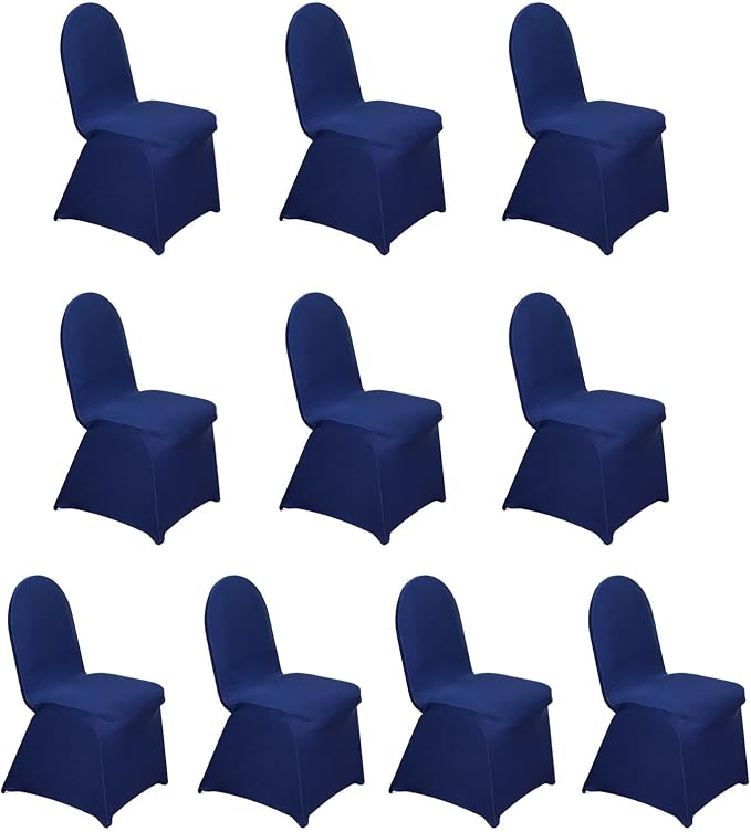 Efavormart 10 PCS Spandex Stretch Navy Blue Chair Covers Universal Banquet Chair Covers for Party Dining with Foot Pockets Washable Wedding Chair Slip Covers for Outdoor - Image 3