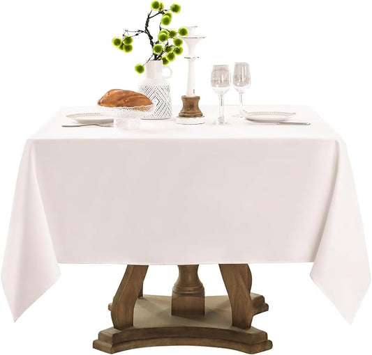 1 Pack White Square Tablecloths 52x52 Inch for Dining Tables | Washable Decorative Linen Polyester Table Cover for Banquets Buffets Parties and Weddings by AOCOZHomeLifeMuseum