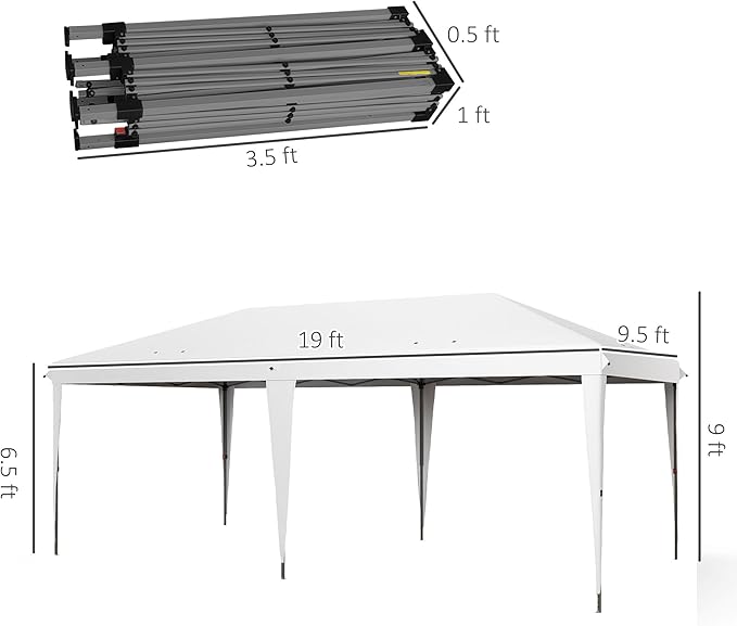 Outsunny 10' x 20' Pop Up Canopy Tent, Upgraded Heavy Duty Tents for Parties, Outdoor Instant Gazebo Sun Shade Shelter with Carry Bag, for Catering, Events, Wedding, Backyard BBQ, White