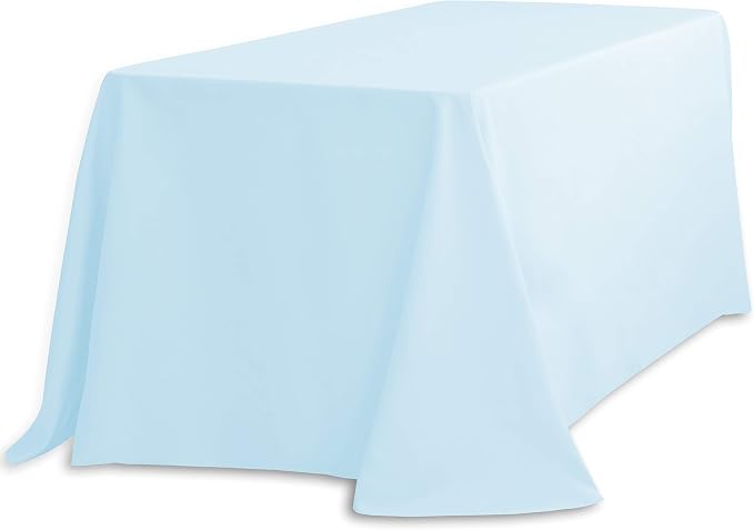 LTC LINENS Tablecloth 90 x 132-Inch Rectangular Polyester Tablecloth with Rounded Corners, Baby Blue, (90132-010171) by Shindigz