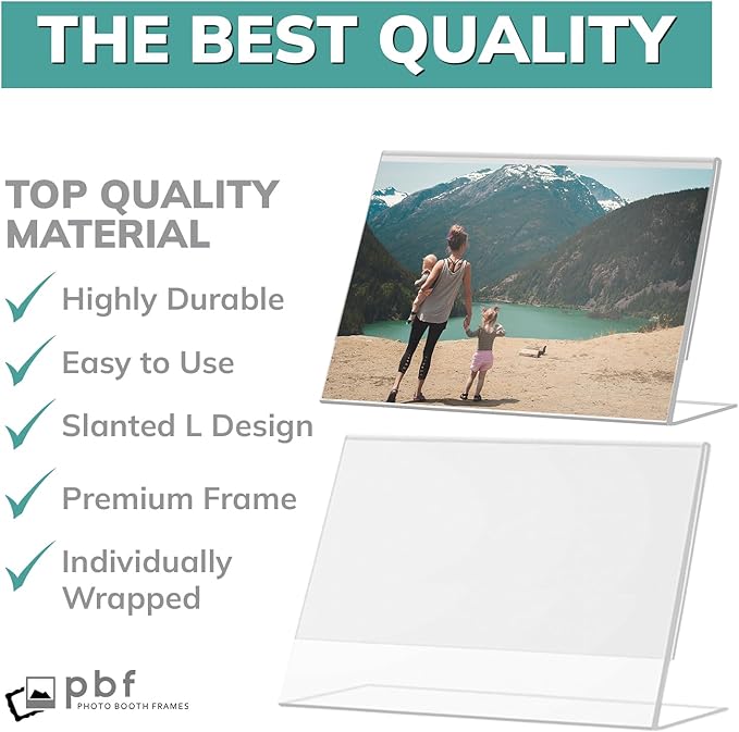 pbf 7x5 Acrylic Sign Holder | 7 x 5 Horizontal Stand Up Slanted Sign Holder | Acrylic Stands for Display | Clear Picture Frame, Menu Table Top Stand, Plastic Flyer Holder (24-Pack) - Image 4
