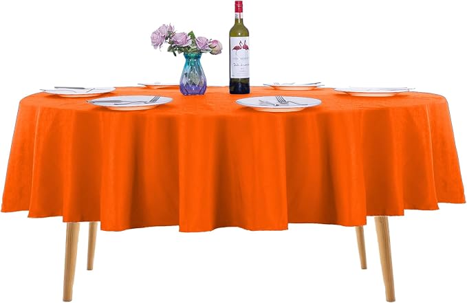 Ascoza 2pack 90 Inch Orange Round Tablecloth in Washable Polyester Fabric for Wedding/Banquet/Restaurant/Parties by Ascoza