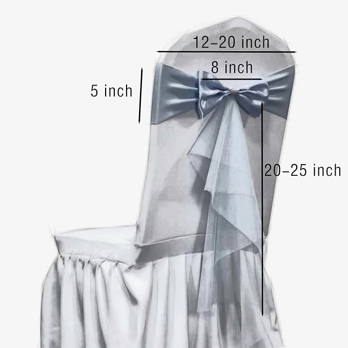 Polyester Stretch Chair Sashes Bands Organza Sash Bows Spandex Bows for Party Birthday Hotel Romantic Wedding Banquets Decoration (Green 12 PCS) - Image 4