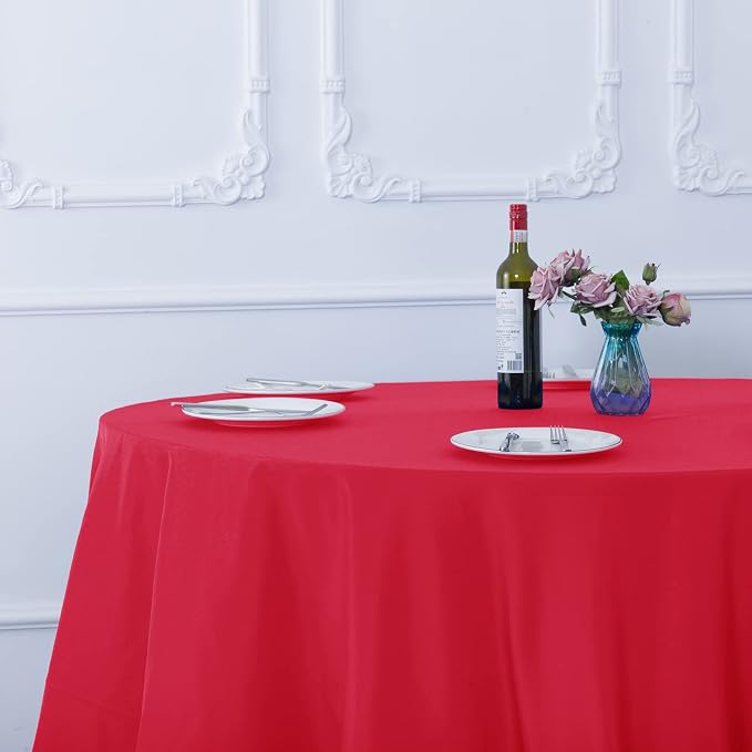 Ascoza 2pack 108 Inch Red Round Tablecloth in Washable Polyester Fabric for Wedding/Banquet/Restaurant/Parties… - Image 7