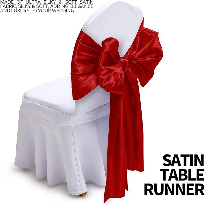SI Pack of 30 Wedding 12 x 108 inch Satin Table Runner for Wedding, Decorations for Graduations, Engagements, Birthday Parties, Banquets, Runners fit Rectangle, Round Table - Red - Image 3