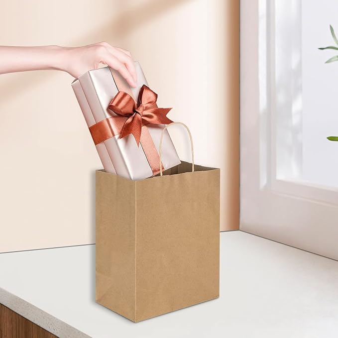Jet Paper Bags - 300 Pack 11x6.5x11 Inch Medium Plain Brown Kraft Paper Bags with Handles Bulk, Gift Wrap Bags for Favors Grocery Retail Party Birthday Shopping Business Goody Craft Merchandise Take Out Sacks (Brown, Pack of 300) - Image 4