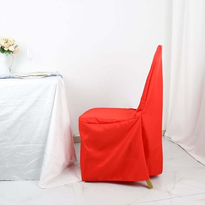 Efavormart 50PCS | Round Top Red Polyester Banquet Chair Covers Linen Dinning Chair slipcover for Wedding Party Event Catering - Image 9
