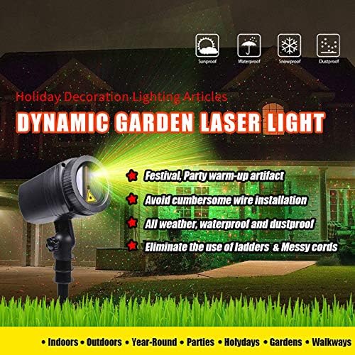 SecurityIng Outdoor Laser Light, Christmas Projector Light, Waterproof LED Landscape Spotlight with RF Remote Control, Red and Green Stars for Xmas Gift, Holiday, Party, Wedding, Garden, Home