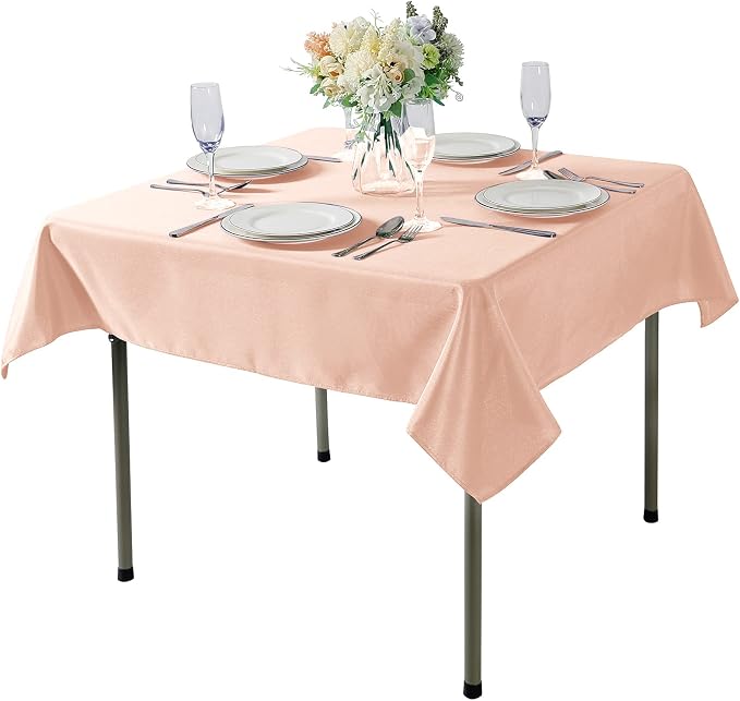 Cupuamon Square Tablecloth 70x70 inch Washable Polyester Fabric Table Cloth for Wedding Party Dining Banquet Decoration（70x70,Dusty Pink） by Cupuamon