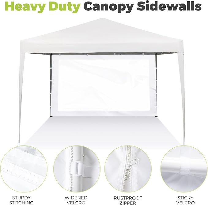Instant Canopy Sidewalls for 10x10 Pop Up Canopy Tent, 300D Waterproof Material for Outdoor Events, Vendor Booths, and Privacy (Sidewalls Only, Canopy Not Included) (3 Pack, 10x10ft-clear Window)