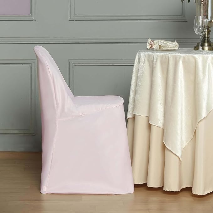 Efavormart 30 PCS Blush Linen Polyester Folding Chair Covers for Dining Chairs Party Wedding Banquet Outdoor Event Catering Slipcovers - Image 9