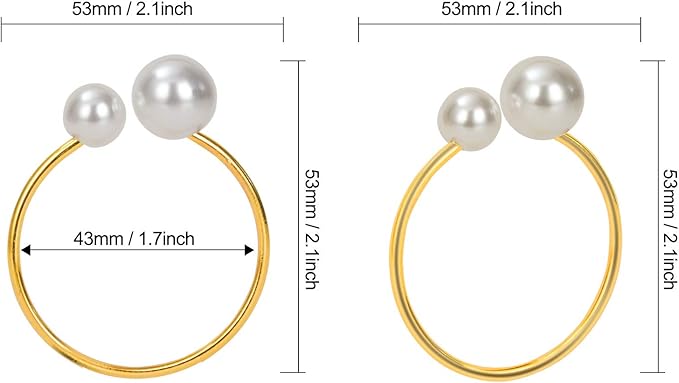 KPOSIYA Pearl Napkin Rings - Set of 50 Silver Napkin Holder Table Napkin Buckles for Dinning Table Setting Christmas Wedding Party Supplies (Gold 50)