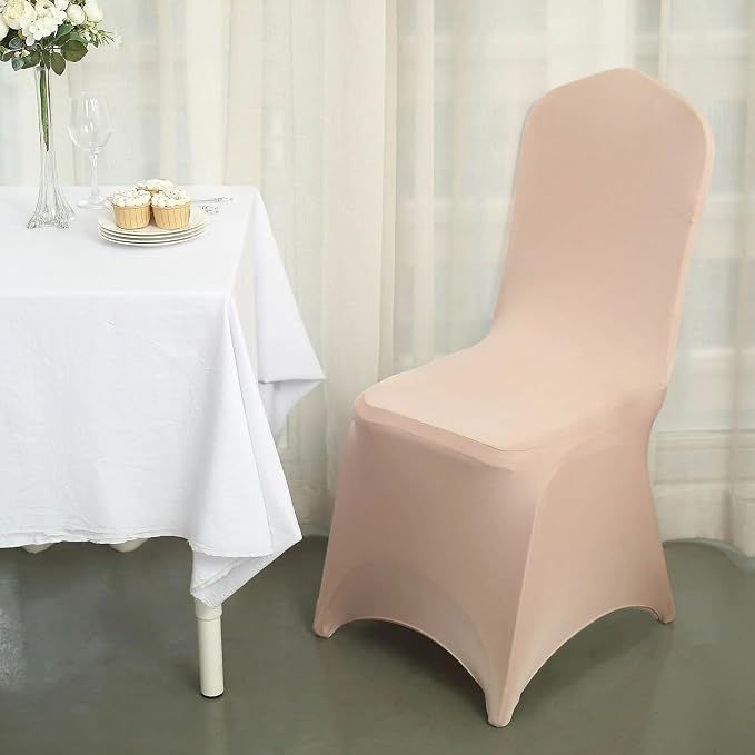Efavormart 10 PCS Spandex Stretch Nude Chair Covers Universal Banquet Chair Covers for Party Dining with Foot Pockets Washable Wedding Chair Slip Covers for Outdoor - Image 6