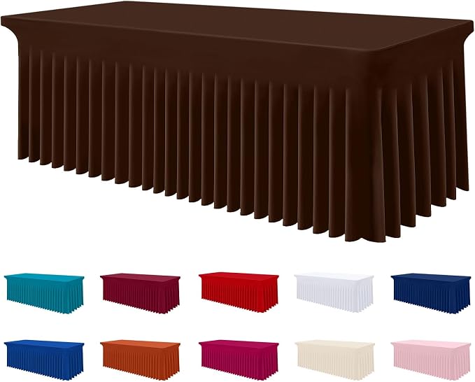 Smiry Spandex Elastic Fitted Table Cloth Skirt for 5FT Rectangle Table by Smiry