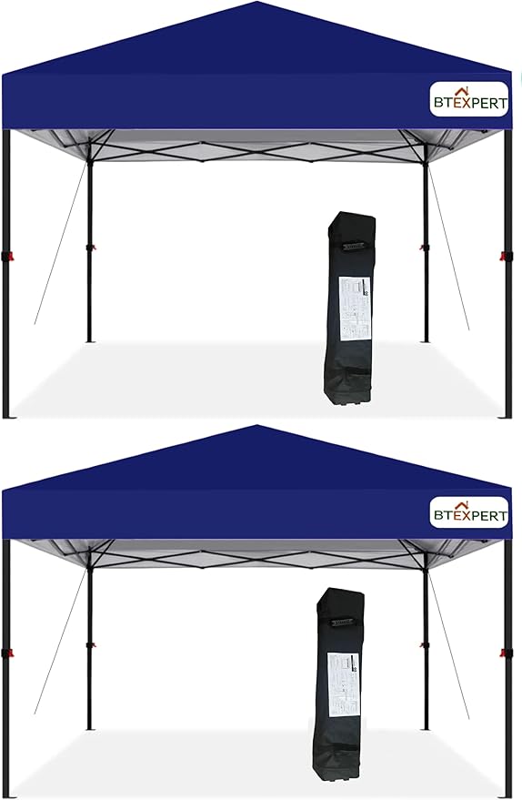BTEXPERT Set of 2, 10' x10' Instant Pop Up Canopy Tent Easy Setup 1-Touch Button Push Portable Commercial Freestanding Sun Shelter Outdoor Gazebo w/Bag for Party Patio Beach Picnic Camping