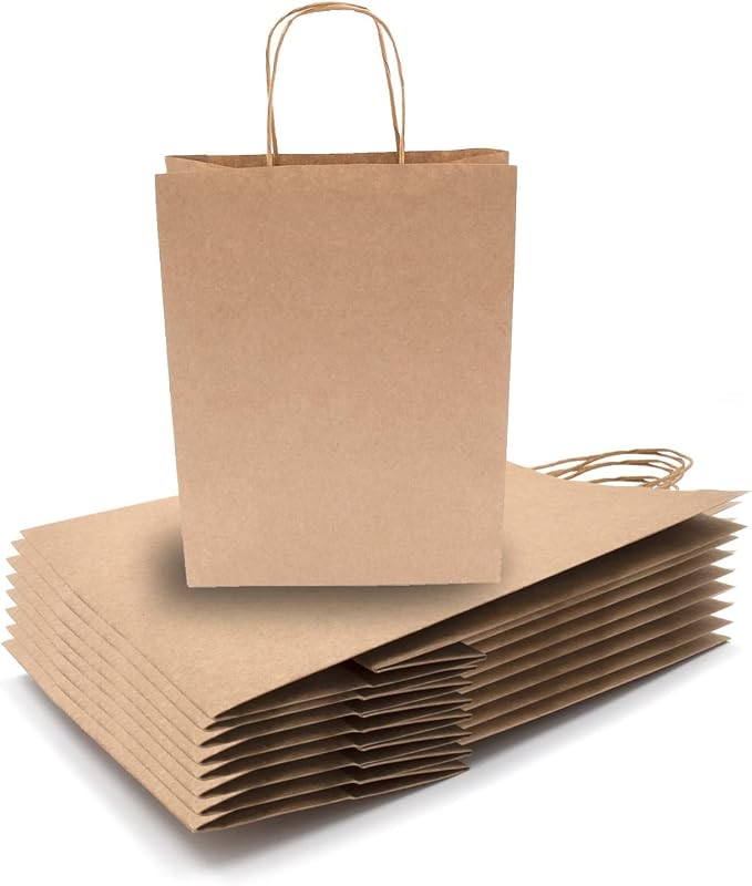 JET PAPER BAGS - 10”x5”x10” Inch [100 Pcs] Brown Paper Bags with Handles Prime for Takeout, Grocery, Goody, Retail, Party, Gifts, Weddings - Recyclable Kraft Paper Gift Bags with Handles - Image 2