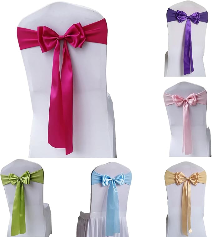 Pack of 12 Chair Sashes Spandex Chair Bands Satin Chair Sashes Chair Ribbons Bows Stretch Chair Sashes for Wedding Party Events Banquet Hotel Home Kitchen Chair Cover Decoration（12 PCS Rose） - Image 2