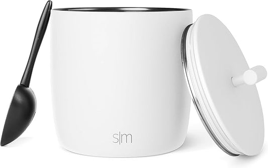 Simple Modern Vacuum Insulated Ice Bucket with Lid and Scoop | For Cocktail, Champagne, Wine, Beer, & Hosting | Stainless Steel 100oz Capacity for Large Parties | Rocks Collection | Winter White