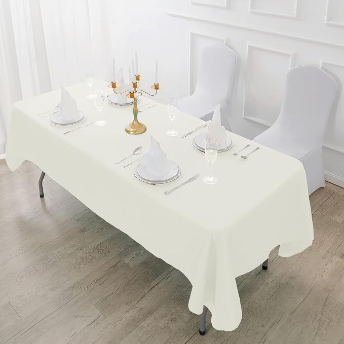 Fokitut 2 Pack Waterproof Rectangle Tablecloth, 90x132 Inch,Stain Resistant and Wrinkle Polyester Table Cloth, Fabric Table Cover for Kitchen Dining, Wedding, Party, Holiday Dinner-Ivory - Image 5