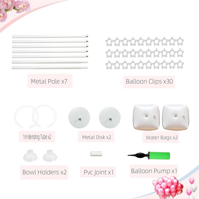 Balloon Arch Kit Balloon Arch Stand With Base, 9Ft & 5.6Ft High Free Bending Half Arch Balloon Stand For Baby Shower Yard Decorations Wedding Birthday Party(No Balloons)