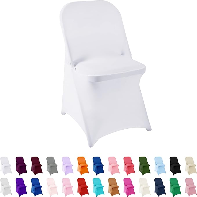Spandex Chair Cover,25PCS,Living Room Folding Chair Covers,Removable Chair Covers Washable Protector Stretch Chair Cover for Party, Banquet,Wedding Event,Hotel(White) by AlGaiety