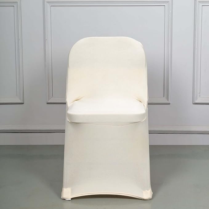 Tableclothsfactory Stretchy Spandex Fitted Folding Chair Cover Dinning Event Slipcover for Wedding Party Banquet Catering - Beige - Image 6