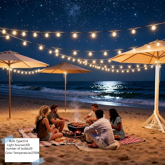 Outdoor String Lights with 20 Shatterproof Patio Deals S14 Vintage Edison Bulbs,2700K Dimmable Outdoor Lights,IP65 Waterproof LED String Lights for Outside, Patio Lights