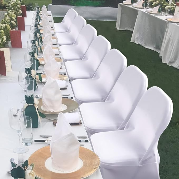 Babenest Stretch Spandex Folding Chair Covers for Wedding, 100PCS White | Upgraded Universal Washable, Fitted Chair Slipcovers Protector for Holidays, Banquet, Party, Easter Celebration - Image 2