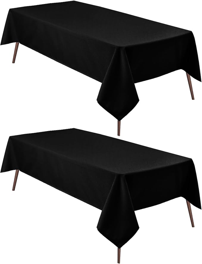 Hiasan 2 Pieces Black Tablecloth Square, 30 x 30 Inch | Waterproof, Wrinkle Resistant, Washable Polyester Fabric Table Cloth for Dining Room/Kitchen/Card Tables/Outdoor Use by Hiasan