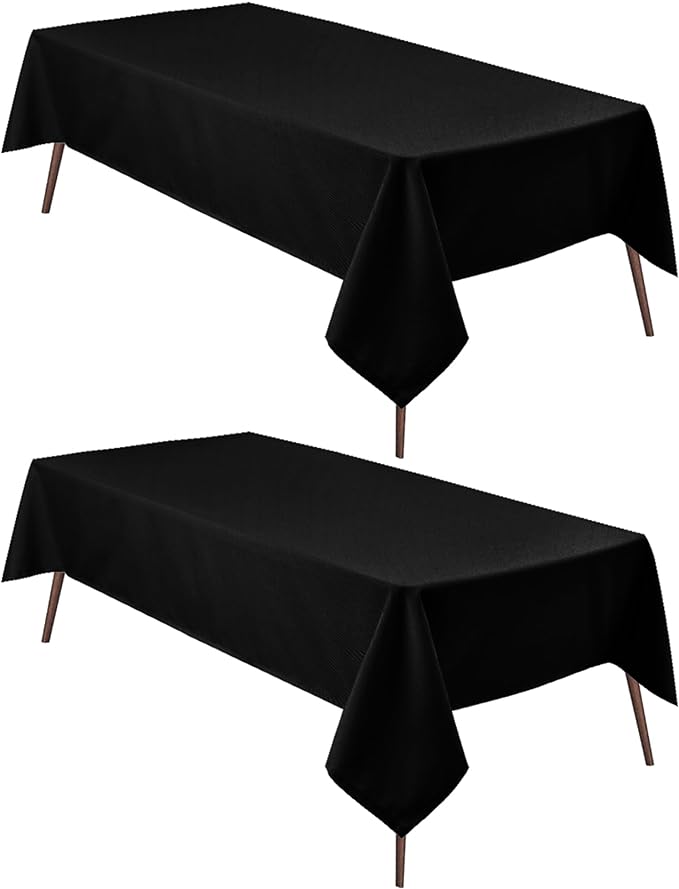 Hiasan 2 Pieces Black Tablecloth Rectangle, 30 x 60 Inch | Waterproof, Wrinkle Resistant, Washable Polyester Fabric Table Cloth for Dining Room/Kitchen/Card Tables/Outdoor Use by Hiasan