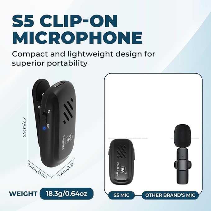 WinBridge Wireless Voice Amplifier with Bluetooth Lavalier Lapel Microphone for Teachers,Portable Speaker and Wireless Clip On Microphone System, Mini Megaphone Speaker Mic Set 15W 2600mAh WB005