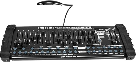 DMX512 DJ Controller 384CH DMX Cotroller Use for Program Editing of Bar Club Live Lights Show Support 30 Banks 8 Scenes 24 Fixtures Stage Lighting Console