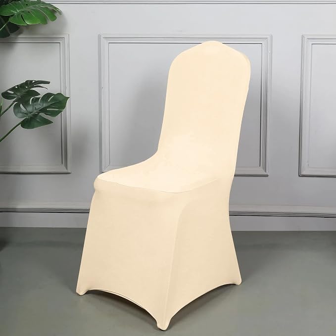 Tableclothsfactory Beige Stretchy Spandex Fitted Banquet Chair Cover Dinning Event Slipcover for Wedding Party Banquet Catering by TABLECLOTHSFACTORY