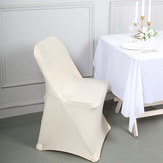 Tableclothsfactory Stretchy Spandex Fitted Folding Chair Cover Dinning Event Slipcover for Wedding Party Banquet Catering - Beige - Image 8