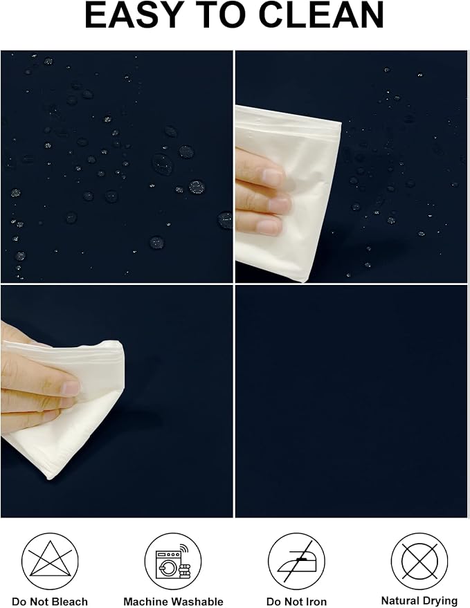 Fokitut 2 Pack Waterproof Round Tablecloth, 132 Inch, Stain Resistant and Wrinkle Polyester Table Cloth, Fabric Table Cover for Kitchen Dining, Wedding, Party, Holiday Dinner-Navy - Image 2