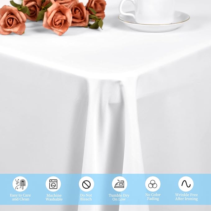 4 Pack White Tablecloths for 6ft Tables-60 x 102 Inch | Polyester Table Cover, Stain and Wrinkle Resistant Washable Fabric Table Cloth, Perfect for Wedding Banquet Parties - Image 4