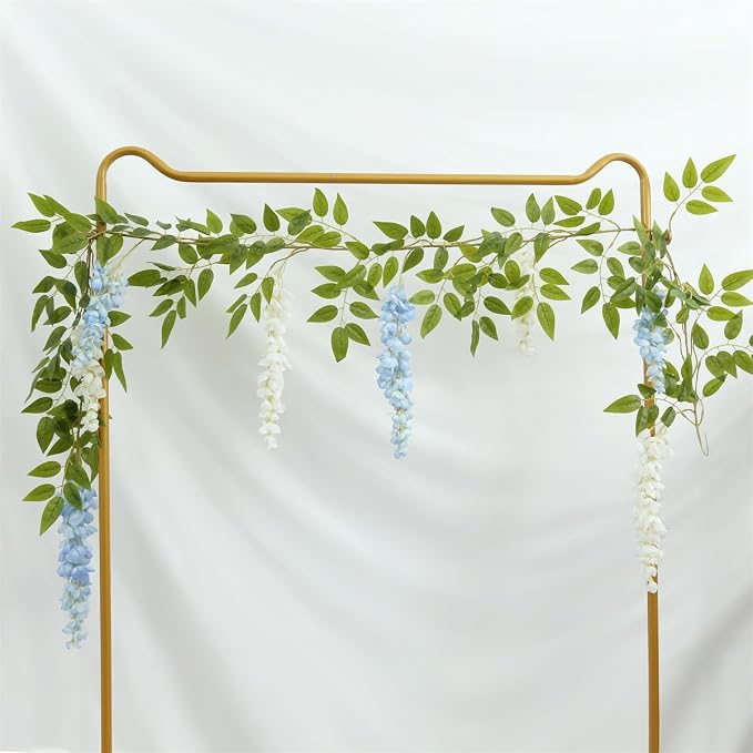 4 Pcs Two-Tone Flower Vine Artificial Wisteria Garland Silk Faux Hanging | blue-white Suitable for Home Hotel Stairs Wedding Arch Party Indoor Outdoor Decoration - Image 8