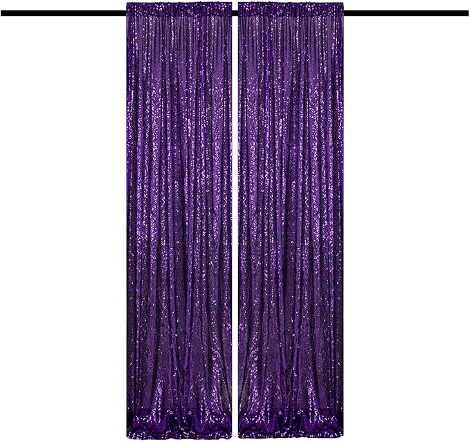 Purple Sequin Backdrop Curtains 2FTx8FT 2 Panels - Image 7