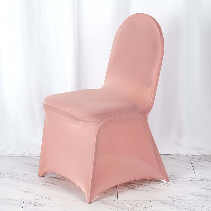 Efavormart 1 Set Dusty Rose Stretchy Spandex Fitted Banquet Chair Covers for Party Dining Chairs Wedding Banquet Outdoor Event Catering Slip Covers - Image 2