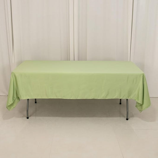 Efavormart Sage Green Seamless Lamour Satin Rectangle Tablecloth - 60"x102"